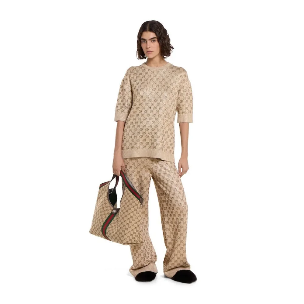 Gucci Giglio Large Tote Beige Canvas Bag - Picture 9 of 10